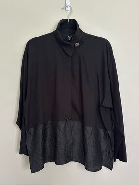 Jill Habeck Linen Silk Avant Garde Oversized Button Tunic Lagenlook Artsy Size S